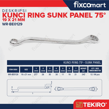 Tekiro Kunci Ring Sunk Panel 19X21 mm / Box End Wrench