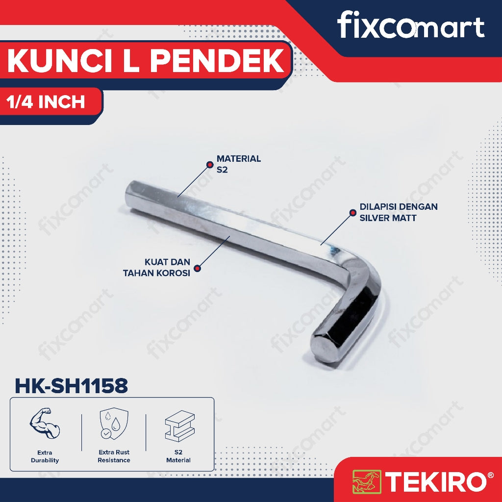 Tekiro Kunci L Pendek 1/4 inch / Hex Key Short
