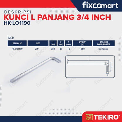 Tekiro Kunci L Panjang 3/4 inch / Hex Key Long