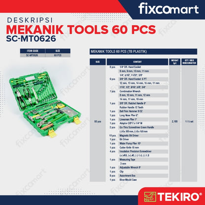 Tekiro Mechanic Tools 60 Pcs / Tekiro Tool Set 60 Pcs