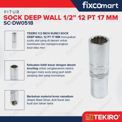 Tekiro Mata Sock Deep Waal 1/2 Inch 17 Mm 12Pt