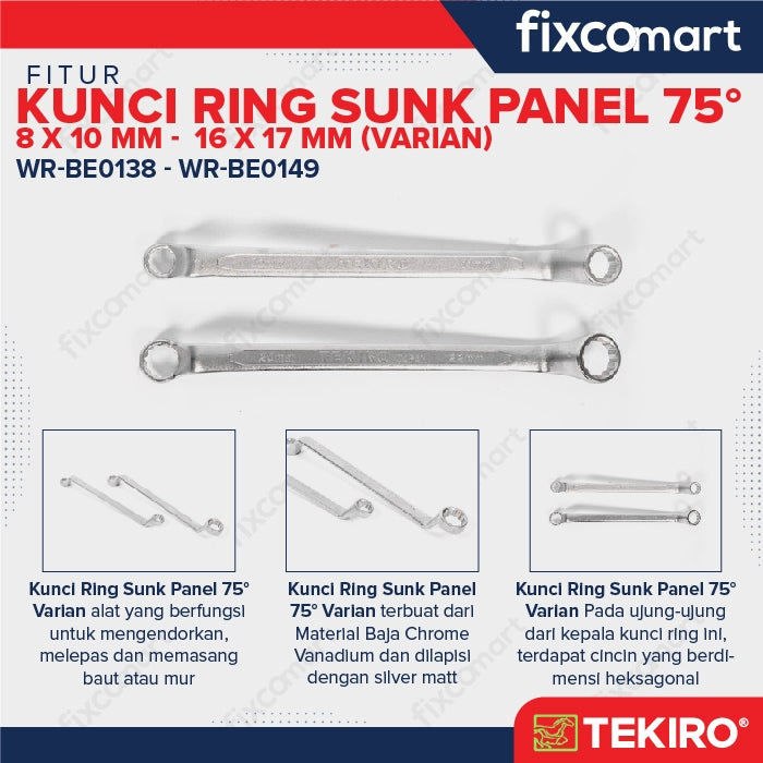 TEKIRO Kunci Ring 75 Derajat - Sunk Panel