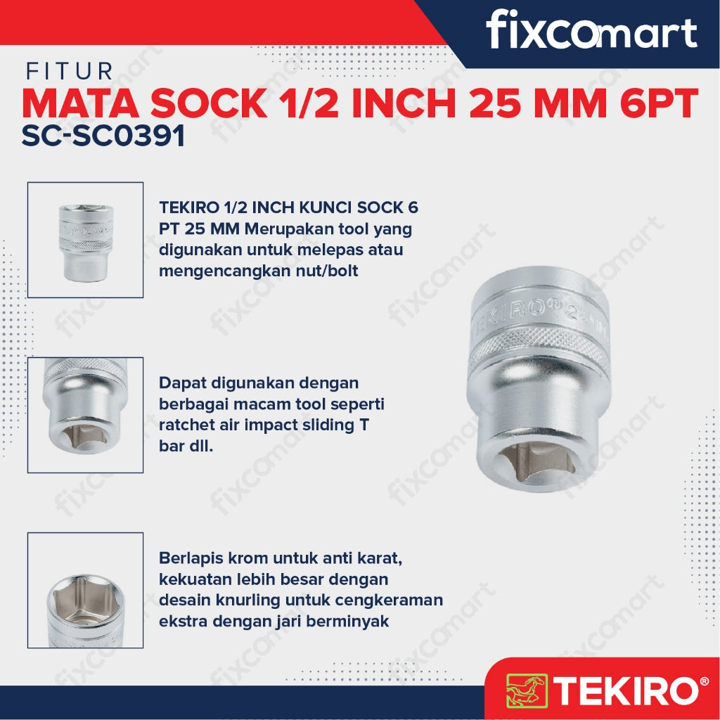 Tekiro Mata Sock 1/2 Inch 25 Mm 6 Pt