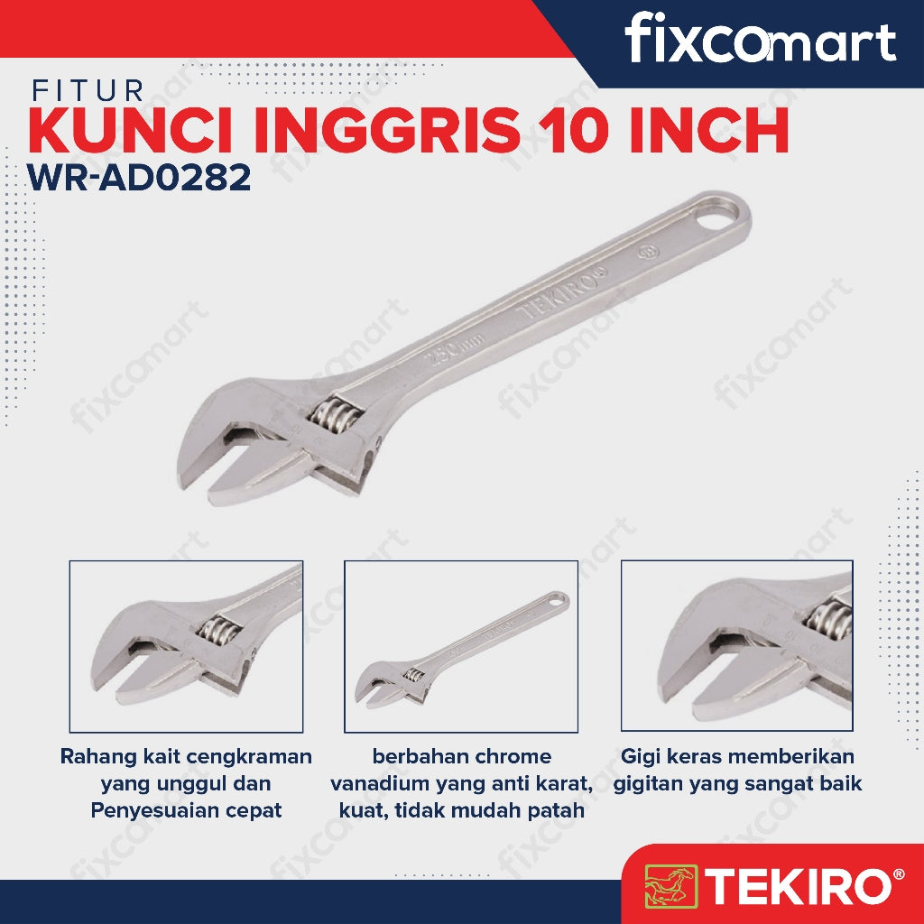 Tekiro Adjustable Wrench / Kunci Inggris 10 Inch
