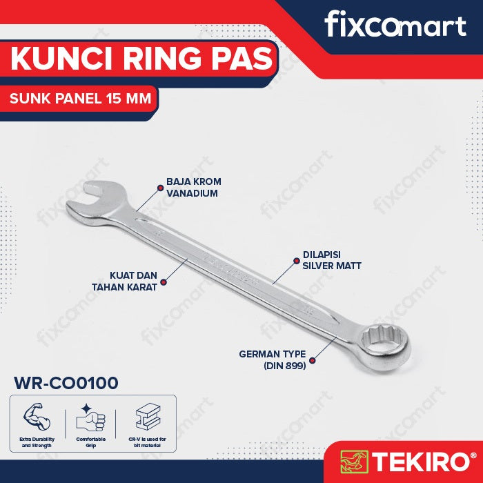 Tekiro Kunci Ring Pas Sunk Panel 15 mm