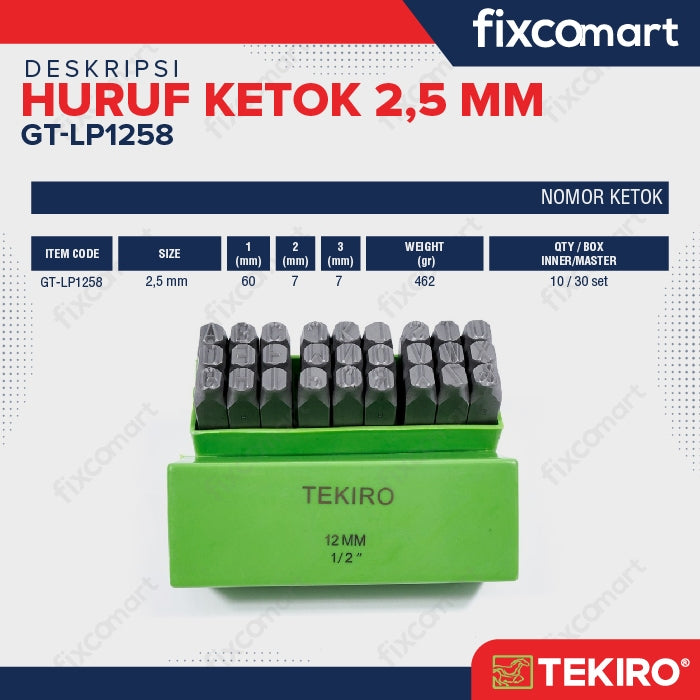 Huruf Ketok Tekiro 2.5 mm / Ketok Huruf Tekiro