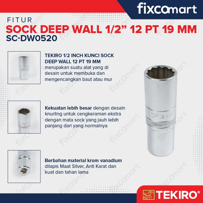 Tekiro Mata Sock Deep Waal 1/2 Inch 19 Mm 12Pt