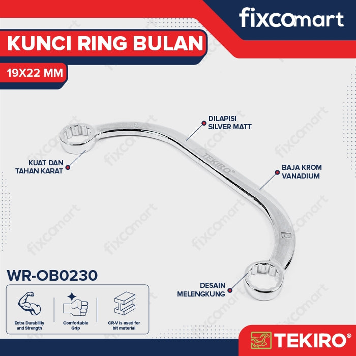 Tekiro Obstruction Wrench / Kunci Ring Bulan 19X22 mm