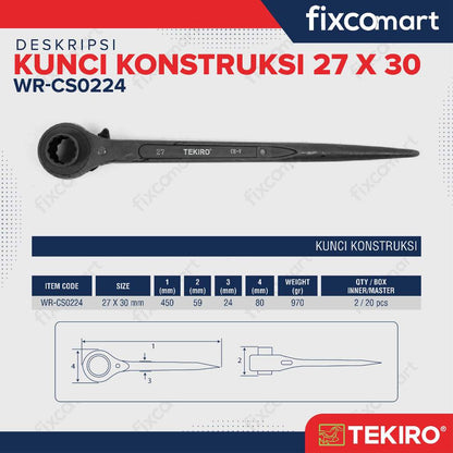 Tekiro Kunci Ring Double Ratchet 27 X 30 mm / Tekiro Contruction Wrench