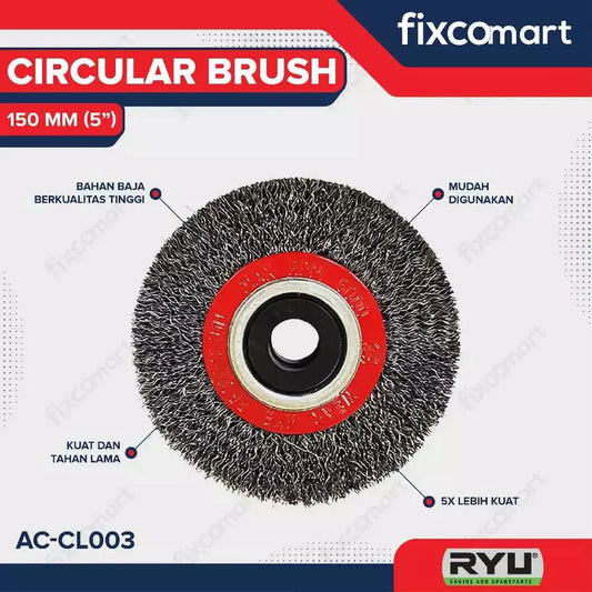 RYU Circular Brush Crimped 5 Inch 125 mm / Sikat Kawat FIXCOMART
