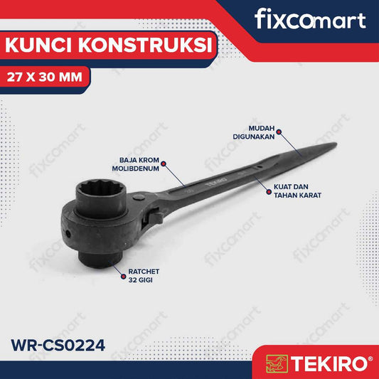 Tekiro Kunci Ring Double Ratchet 27 X 30 mm / Tekiro Contruction Wrench