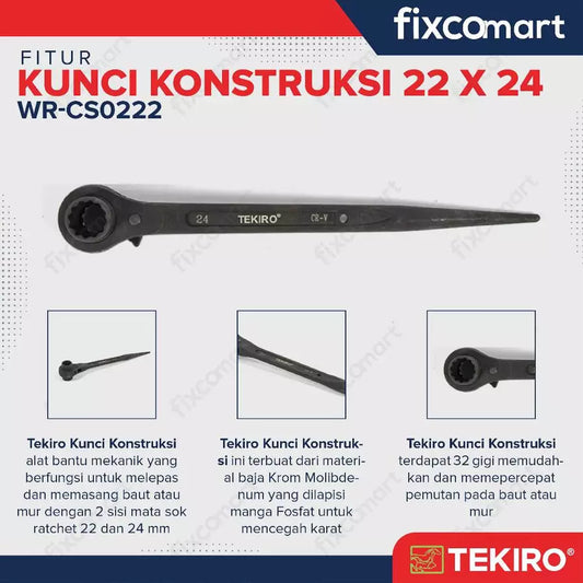 Tekiro Kunci Ring Double Ratchet 22 X 24 mm / Tekiro Contruction Wrench