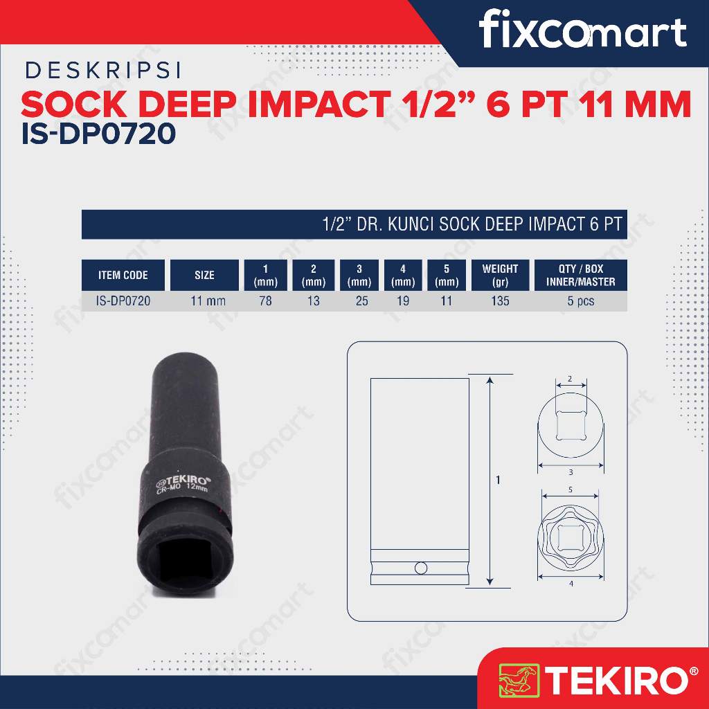 Tekiro Deep Impact / Mata Sock Socket 1/2 inch 6 PT - 11 mm