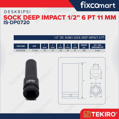 Tekiro Deep Impact / Mata Sock Socket 1/2 inch 6 PT - 11 mm