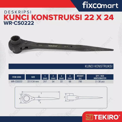 Tekiro Kunci Ring Double Ratchet 22 X 24 mm / Tekiro Contruction Wrench