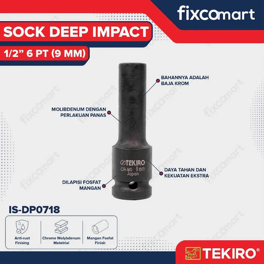 Tekiro Deep Impact / Mata Sock Socket 1/2 Inch 6 PT - 9 mm FIXCOMART
