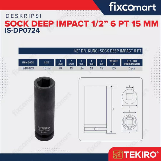 Tekiro Mata Sock Deep Impact 1/2 Inch 15 Mm 6Pt