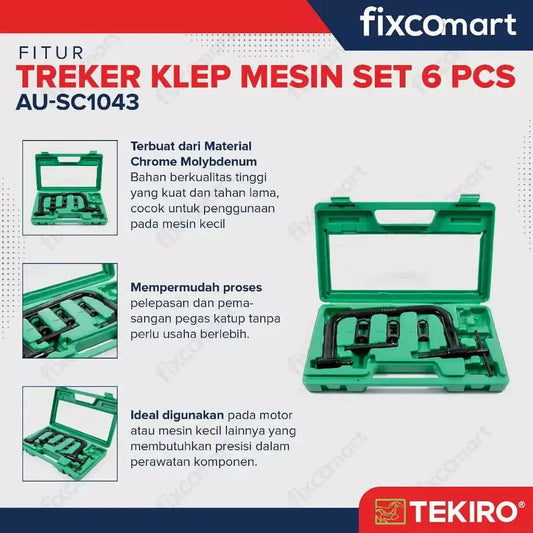 Tekiro Heavy Duty Valve Spring Compressor / Treker Klep Mesin Set 6 Pcs FIXCOMART
