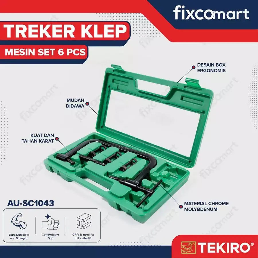 Tekiro Heavy Duty Valve Spring Compressor / Treker Klep Mesin Set 6 Pcs FIXCOMART