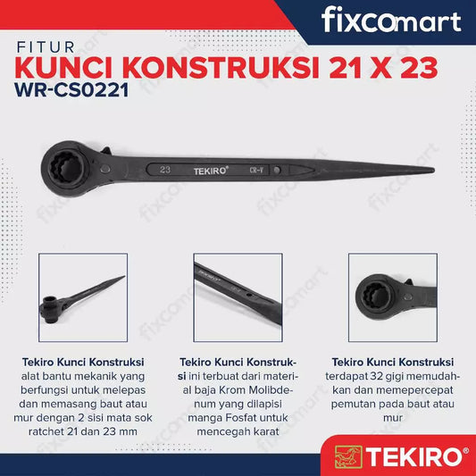 Tekiro Kunci Ring Double Ratchet 21 X 23 Mm / Tekiro Contruction Wrench