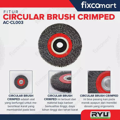 RYU Circular Brush Crimped 5 Inch 125 mm / Sikat Kawat FIXCOMART