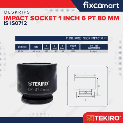 Tekiro Mata Sock Impact 1 Inch 80 Mm 6Pt FIXCOMART