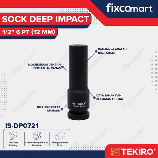 Tekiro Mata Sock Deep Impact 1/2 Inch 12 Mm 6Pt FIXCOMART