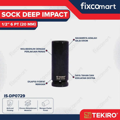 TEKIRO Mata Sock Deep Impact 1/2 inch DR 6 PT 20 mm FIXCOMART