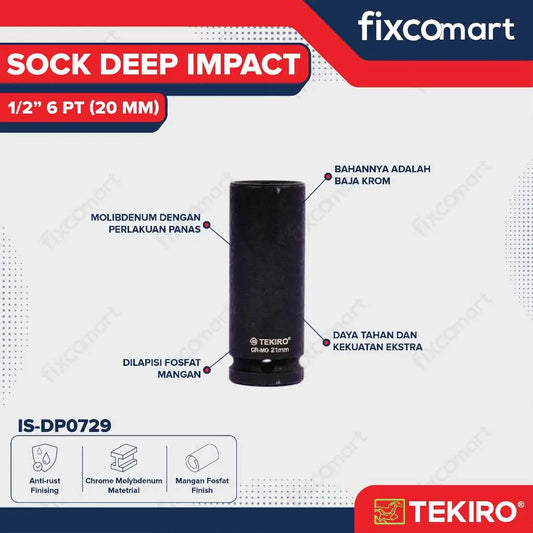 TEKIRO Mata Sock Deep Impact 1/2 inch DR 6 PT 20 mm FIXCOMART