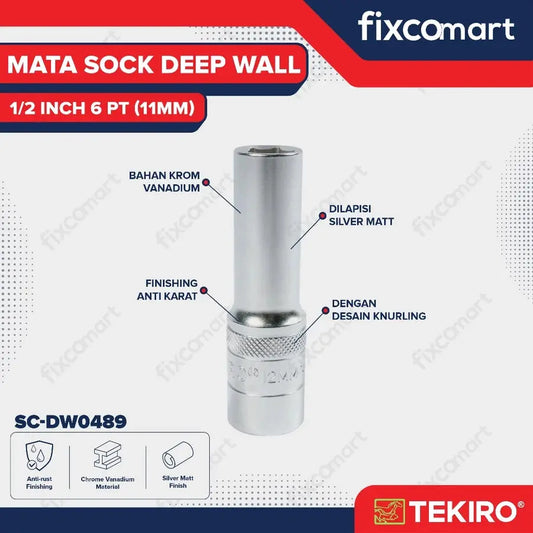 Tekiro Mata Sock Deep Wall 1/2 Inch 6PT 11 mm FIXCOMART