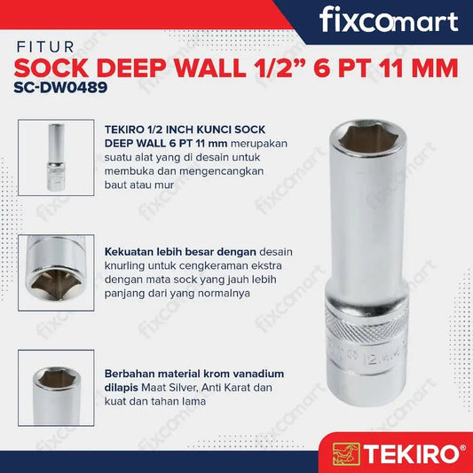 Tekiro Mata Sock Deep Wall 1/2 Inch 6PT 11 mm FIXCOMART