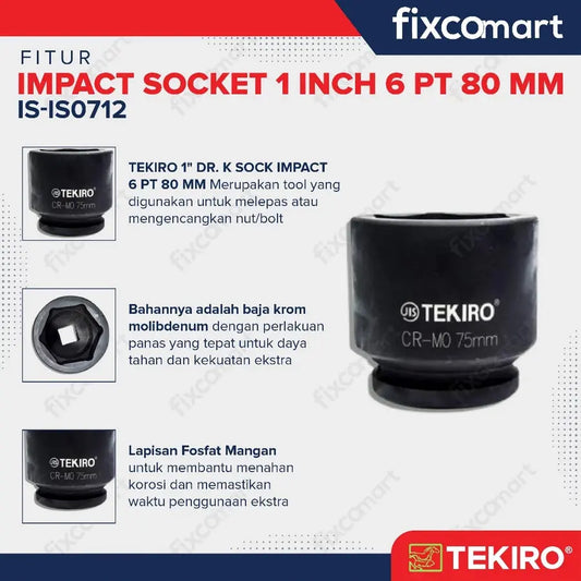 Tekiro Mata Sock Impact 1 Inch 80 Mm 6Pt FIXCOMART
