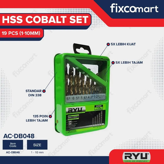Ryu Hss Cobalt / Mata Bor Stainless Set 1-10 Mm 19 Pcs FIXCOMART