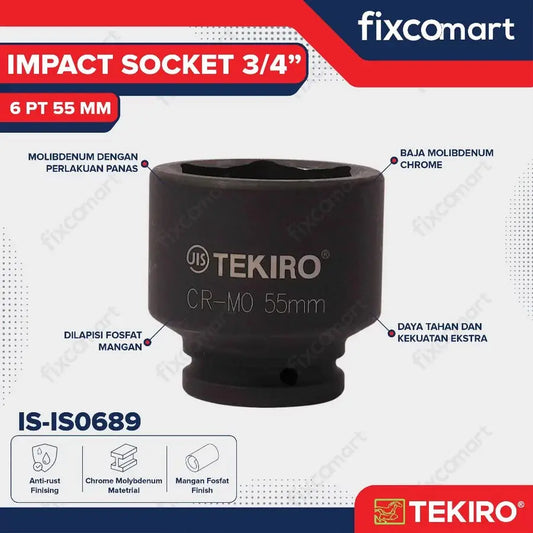 Tekiro Impact Socket 3/4 inch 6 PT 55 mm / Mata Sock Impact FIXCOMART