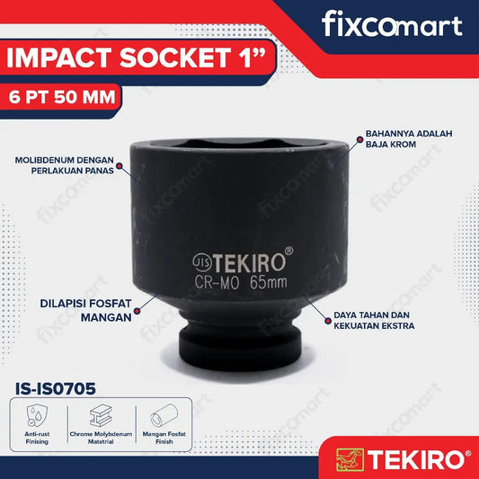 Tekiro Impact Socket 1 inch 6 PT 50 mm / Mata Sock Impact FIXCOMART