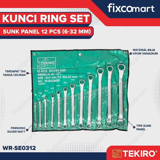 Tekiro Kunci Ring Sunk Panel Set 12 Pcs (6-32 Mm) / Kunci Ring Set
