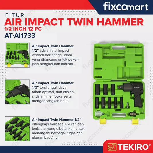 TEKIRO Air Impact Set 1/2 Inch 12 Pcs Twin Hammer FIXCOMART