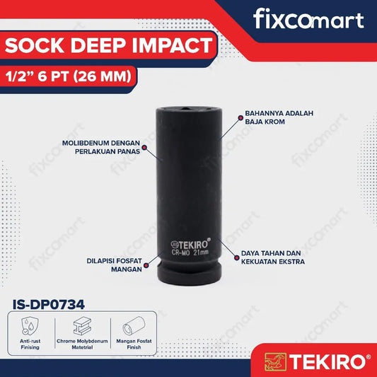 Tekiro Mata Sock Deep Impact 1/2 Inch 26 mm 6 Pt FIXCOMART
