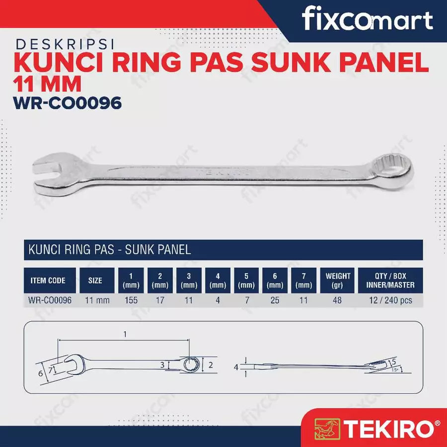 Tekiro Kunci Ring Pas Sunk Panel 11 mm - Combination Wrench