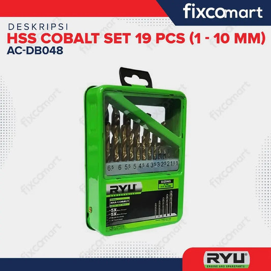 Ryu Hss Cobalt / Mata Bor Stainless Set 1-10 Mm 19 Pcs FIXCOMART