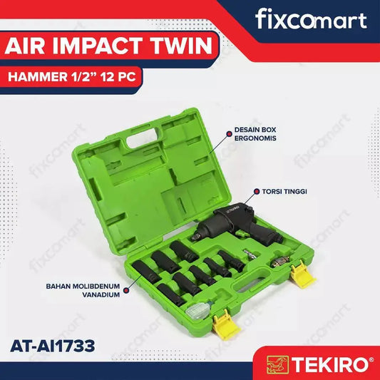 TEKIRO Air Impact Set 1/2 Inch 12 Pcs Twin Hammer FIXCOMART