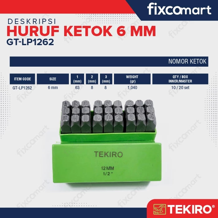 Tekiro Huruf Ketok 6 Mm / Tekiro Punch Letter