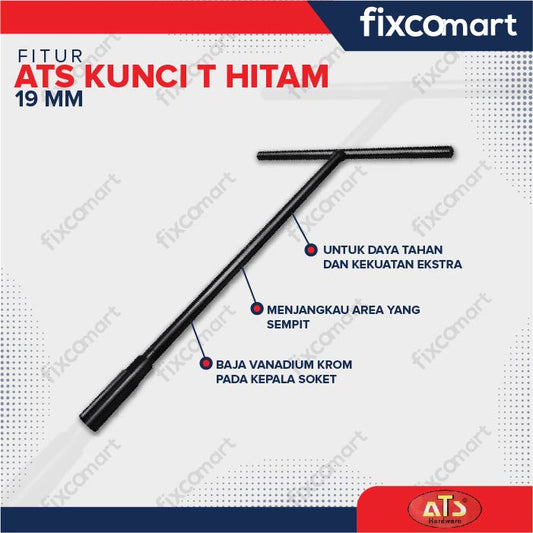 Kunci Sock T Hitam ATS 8 10 11 13 14 17 19 MM