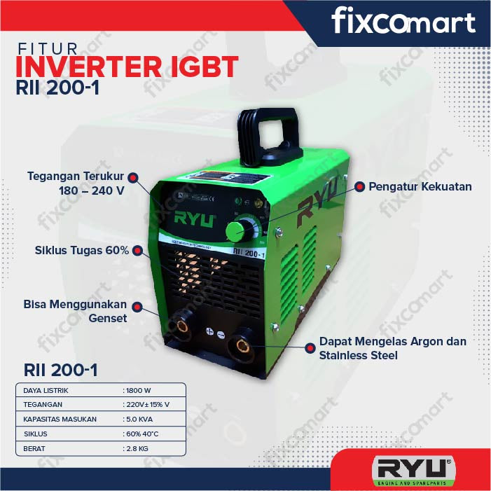 RYU Inverter IGBT RII Mesin Las 450 - 900 - 1300 - 1800 Watt