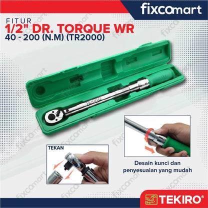 Tekiro Kunci Torsi 1/2 Inch 40-200 N.M (Tr2000) / Tekiro Kunci Momen / Kunci Torque