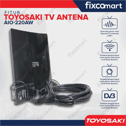 TOYOSAKI Antena TV Outdoor Digital AIO-220 + Kabel 10 Meter Outdoor Antena Digital