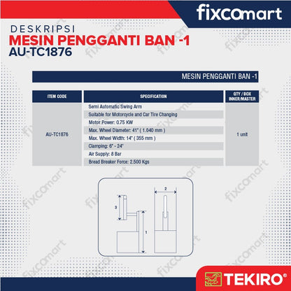 TEKIRO Tire Changer / Pembuka Ban Otomatis Mobil Motor / Tyre Changer GARANSI