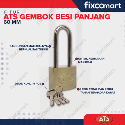 Kunci Gembok Padlock ATS 30 40 50 60 70 MM Leher Panjang