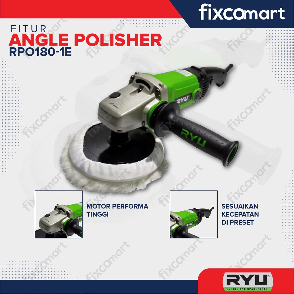 RYU ANGLE POLISHER 7" RPO 180-1E - MESIN POLES MOBIL & MOTOR