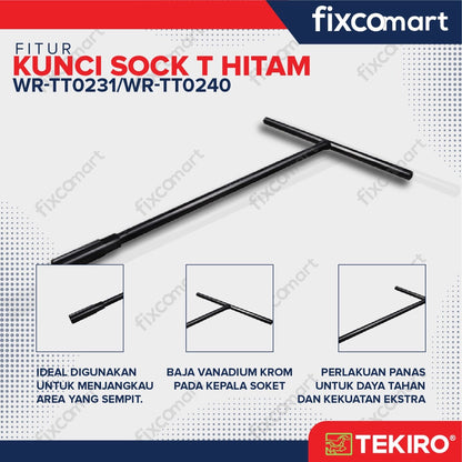 FIXCOMART - Tekiro Kunci Sok T Hitam Satuan Ukuran 7 - 19 mm - Kunci Shock T Tekiro